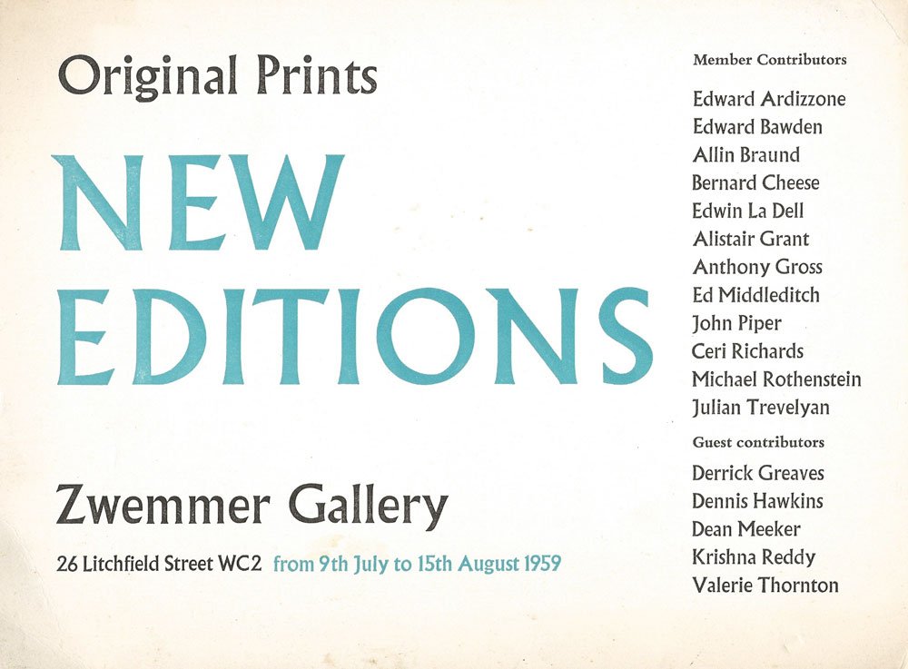 Original Prints: New Editions — Zwemmer Gallery 1959